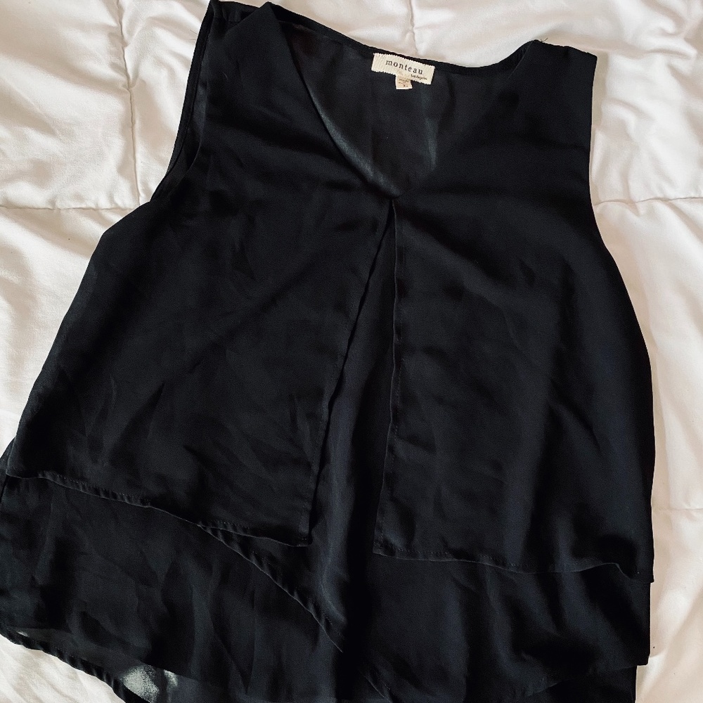 T&T Black Layered Tank Top Blouse